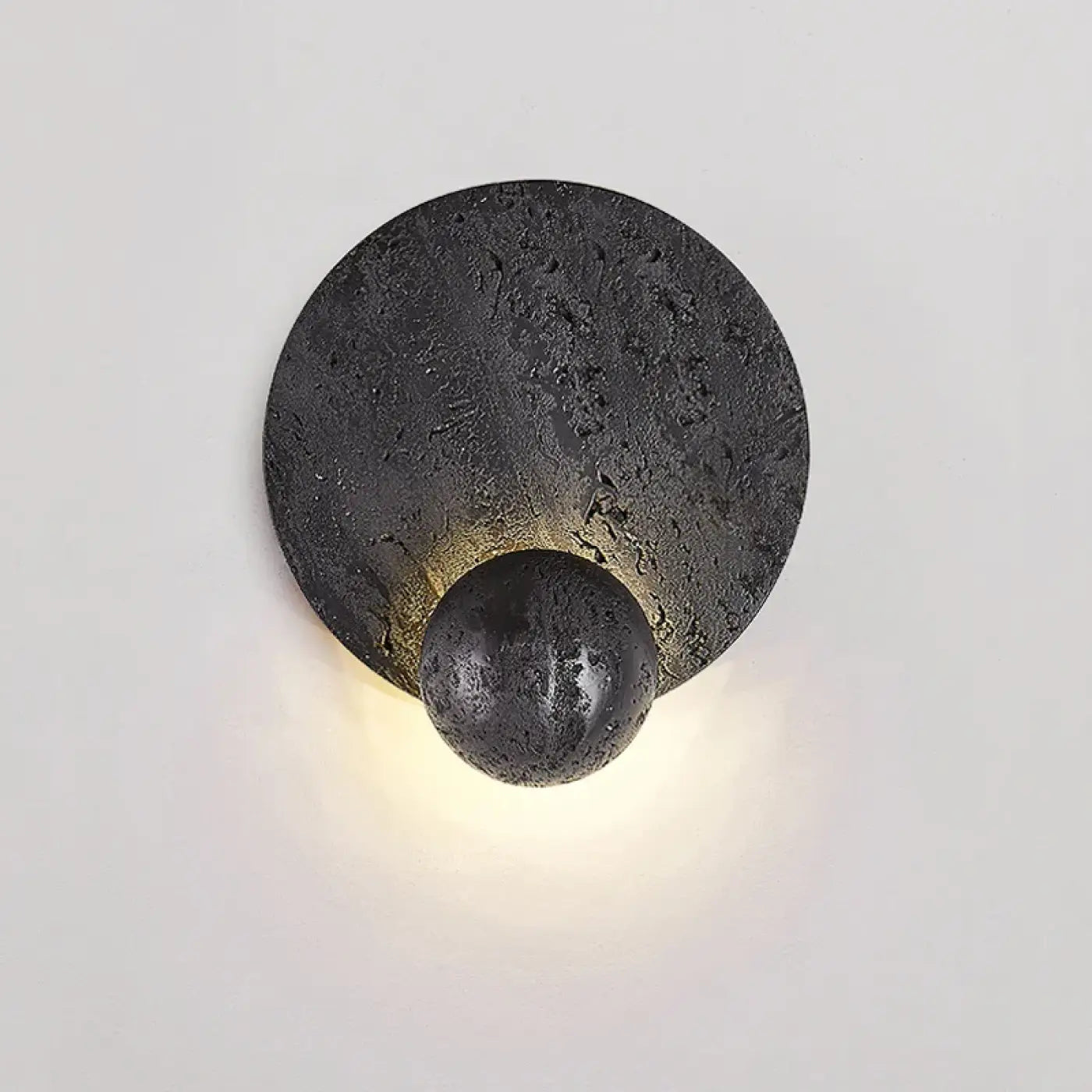 Applique murale LED ronde noire en pierre design moderne — vue 1