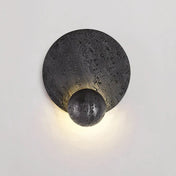 Applique murale LED ronde noire en pierre design moderne — vue 1