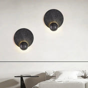 Applique murale LED ronde noire en pierre design moderne — vue 3