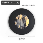 Applique murale LED ronde noire marbre et métal 12 W — vue 6