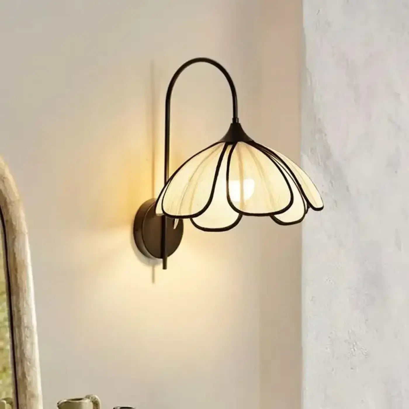 Applique murale LED rotin fleur pétales vintage — vue 3