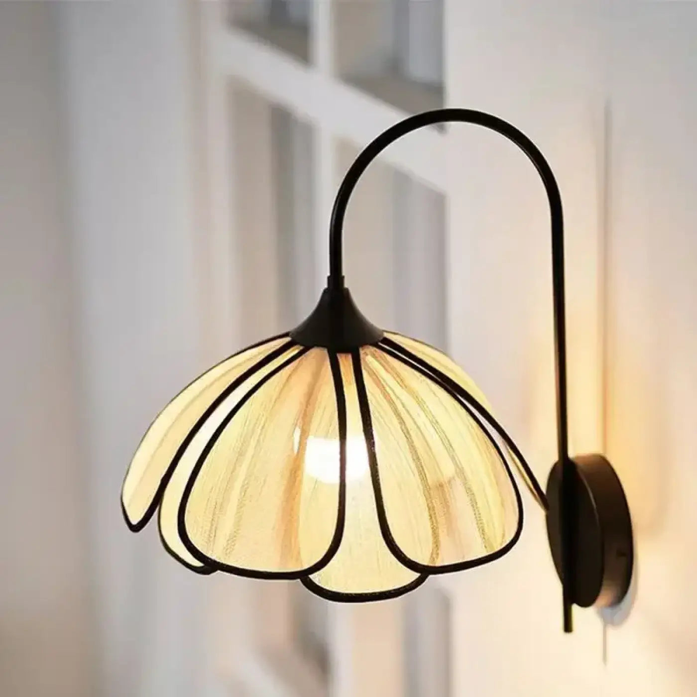 Applique murale LED rotin fleur pétales vintage — vue 4