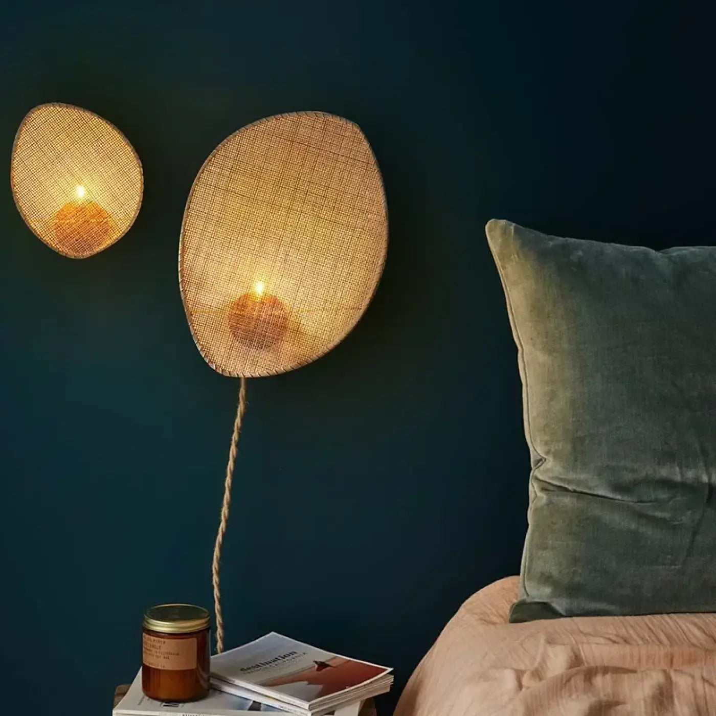 Applique murale LED rotin naturel en forme de feuille — vue 7