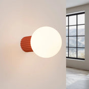 Applique murale LED rouge ochra globe opalin IP44 — vue 1