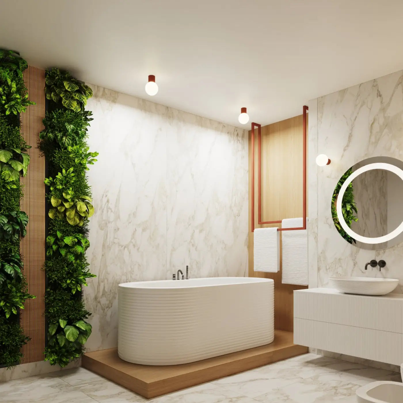 Applique murale LED rouge ochra globe opalin IP44 — vue 11