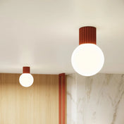 Applique murale LED rouge ochra globe opalin IP44 — vue 9