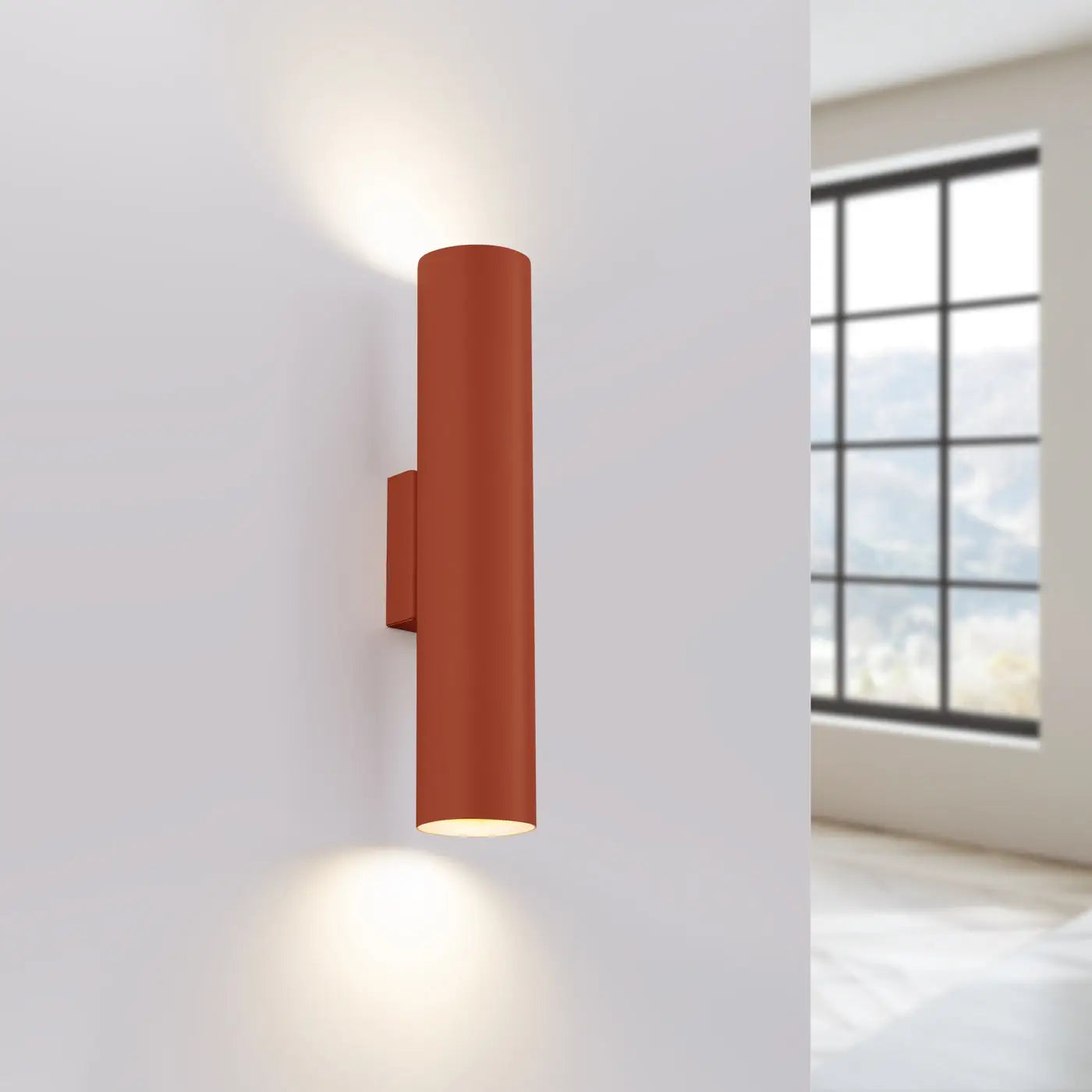 Applique murale LED rouge ocre 2 lumières en acier — vue 1