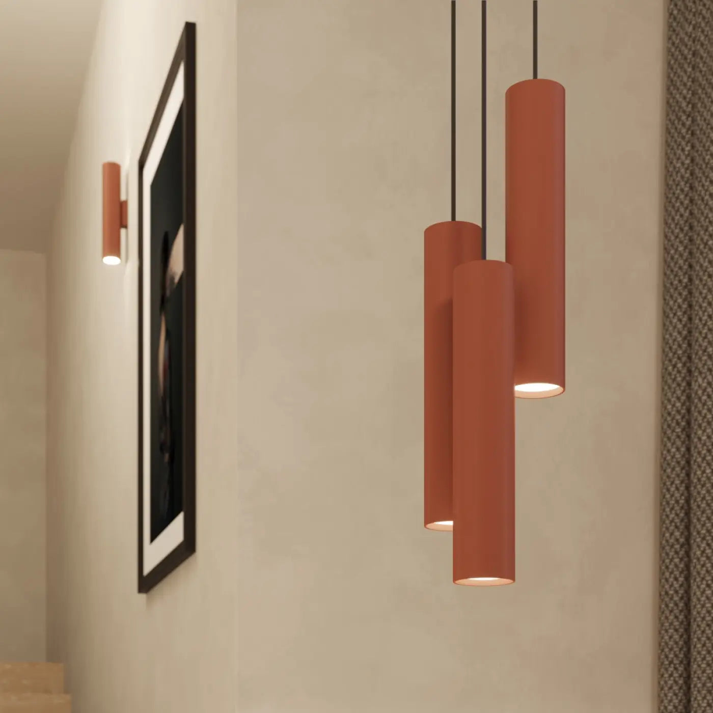 Applique murale LED rouge ocre 2 lumières en acier — vue 8