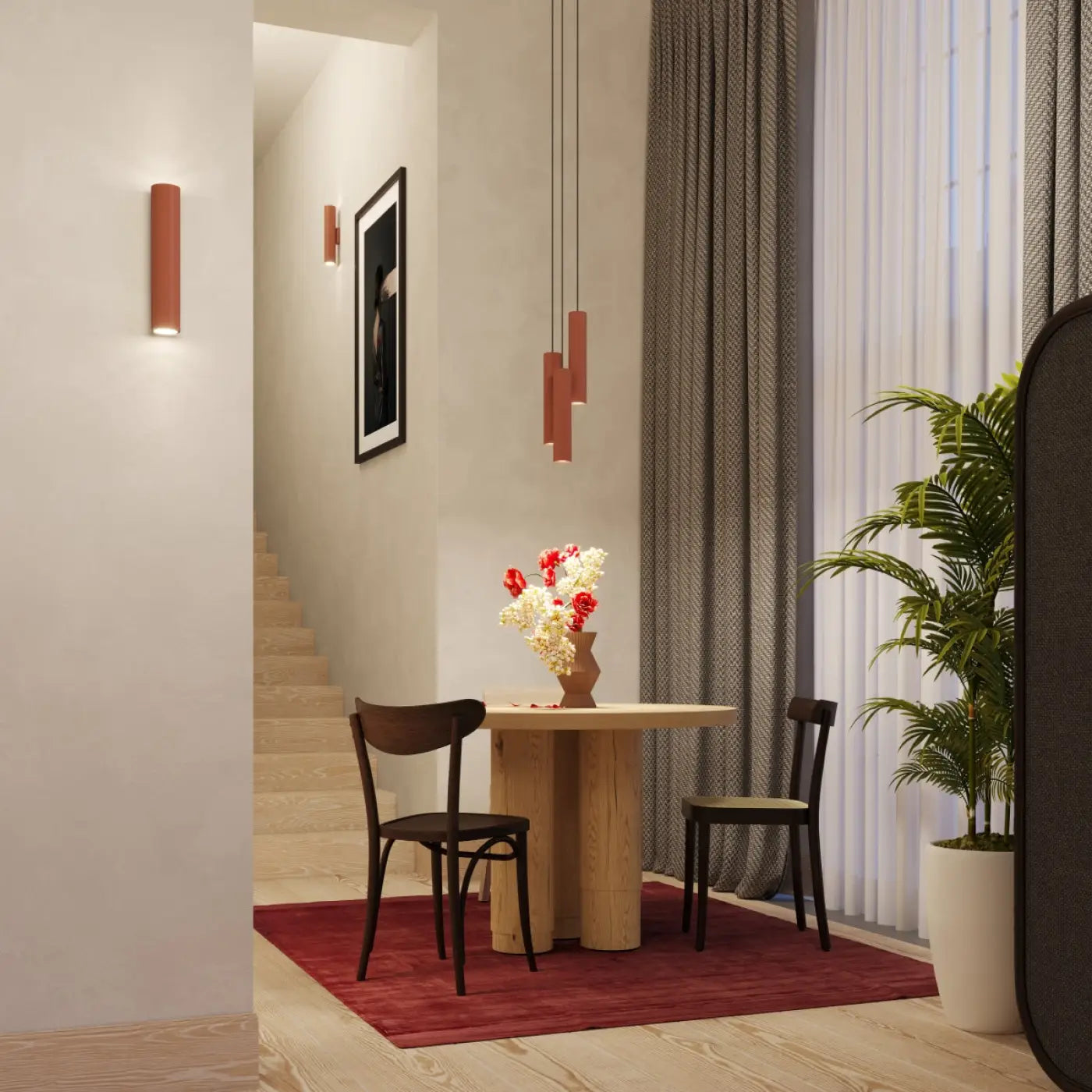 Applique murale LED rouge ocre 2 lumières en acier — vue 9