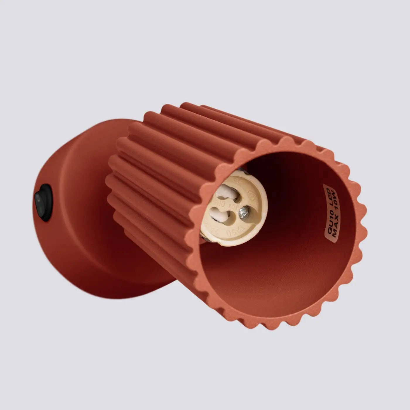 Applique murale LED rouge ocre cylindrique avec interrupteur — vue 5