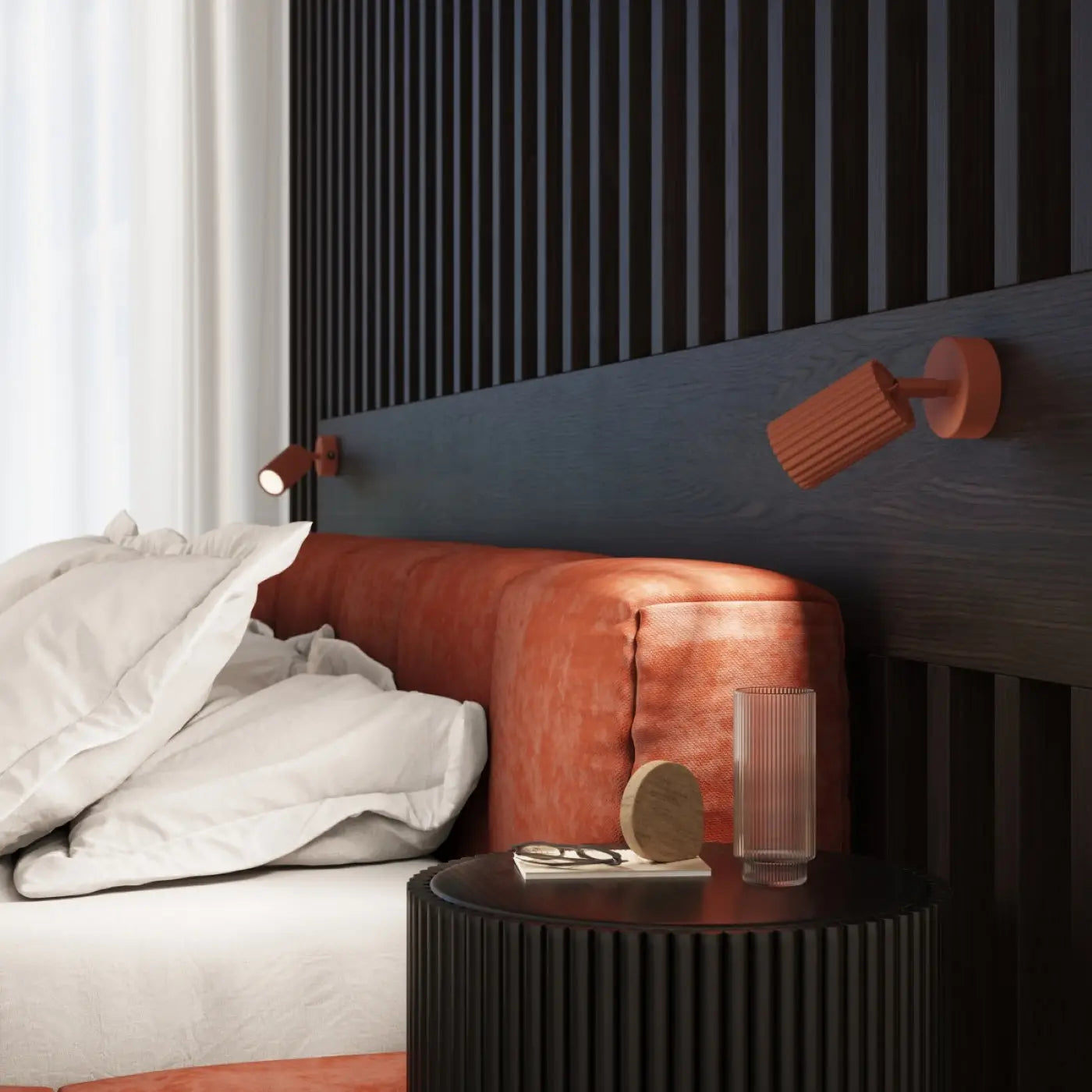 Applique murale LED rouge ocre cylindrique avec interrupteur — vue 8