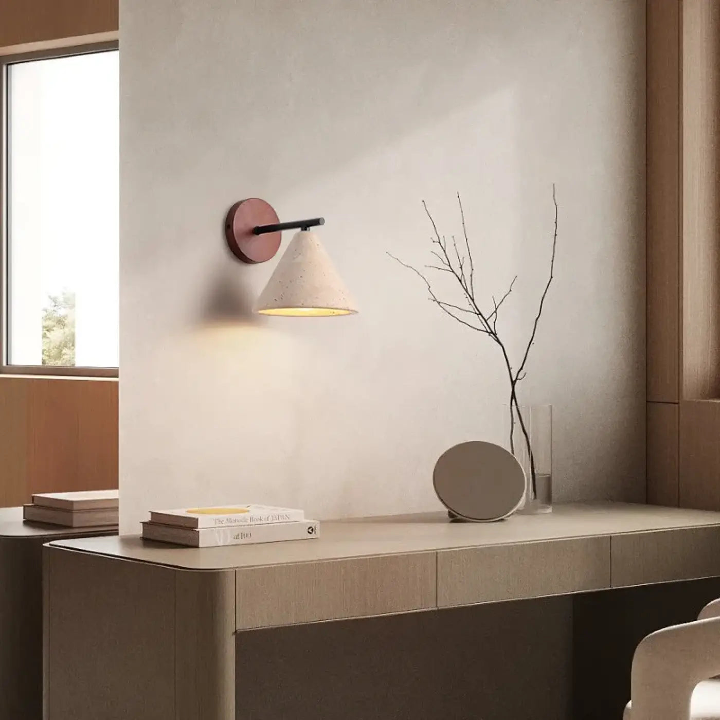 Applique murale LED scandinave abat-jour conique beige — vue 3