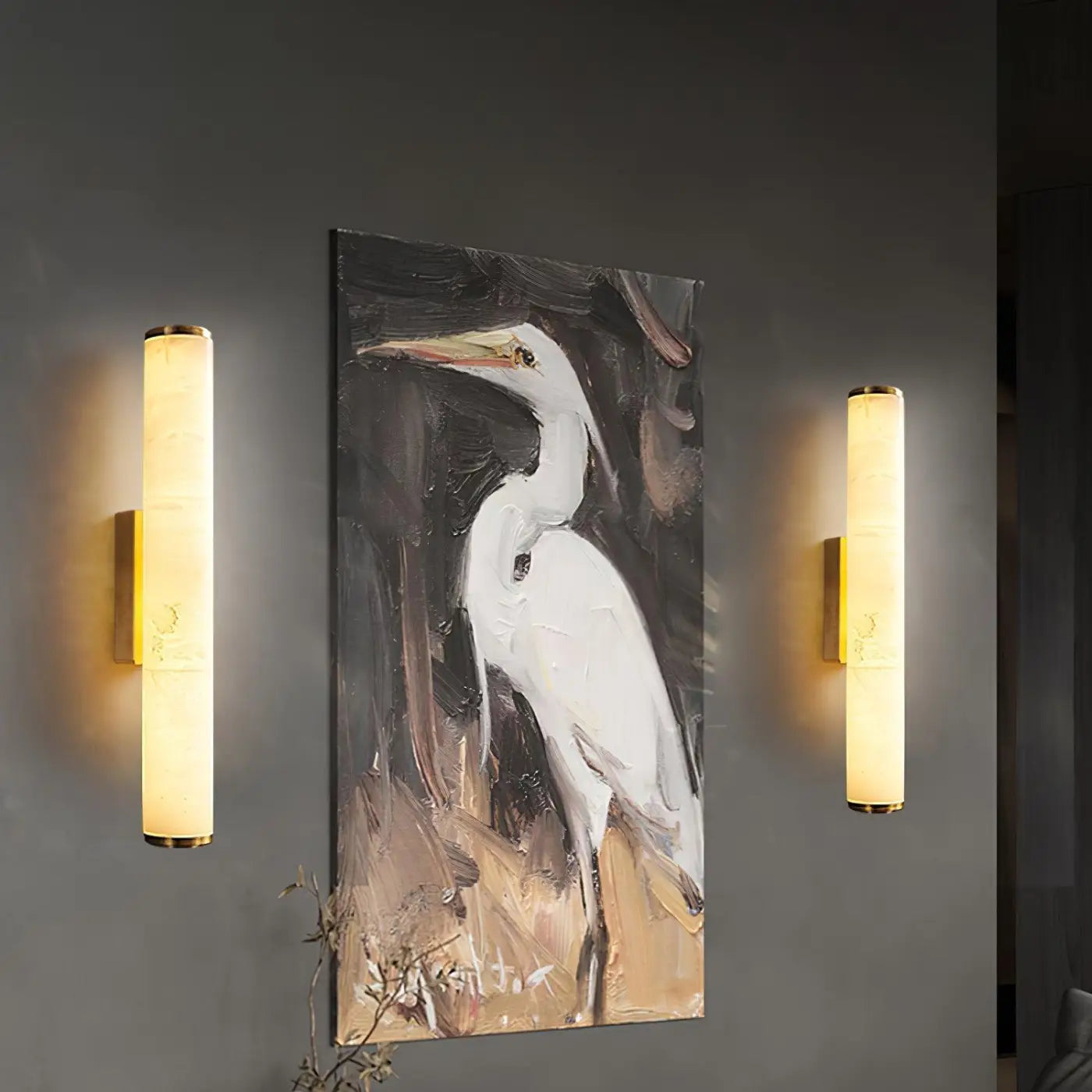 Applique murale LED tube en marbre et aluminium noir et or — vue 4