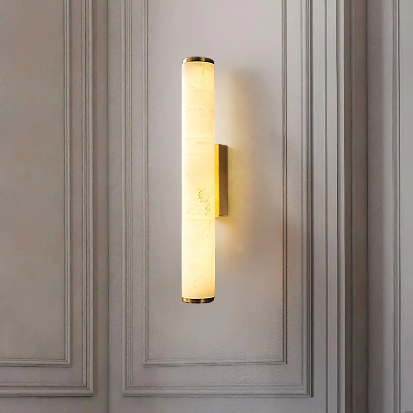 Applique murale LED tube en marbre et aluminium noir et or — vue 5