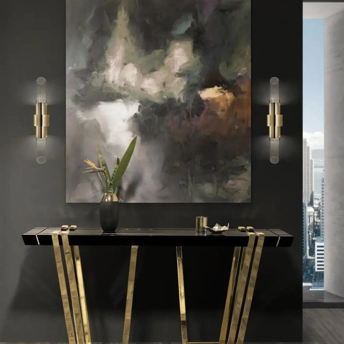 Applique murale LED tube en verre dorée à 2 lumières — vue 2