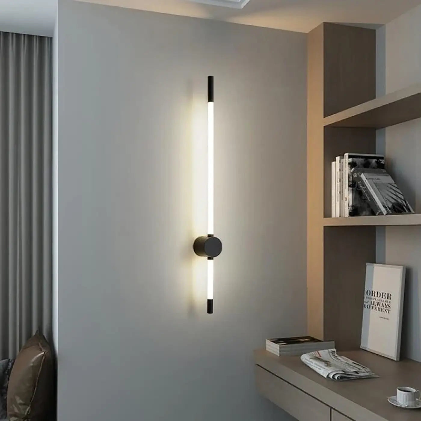 Applique murale LED tube long doré ou noir dimmable — vue 11