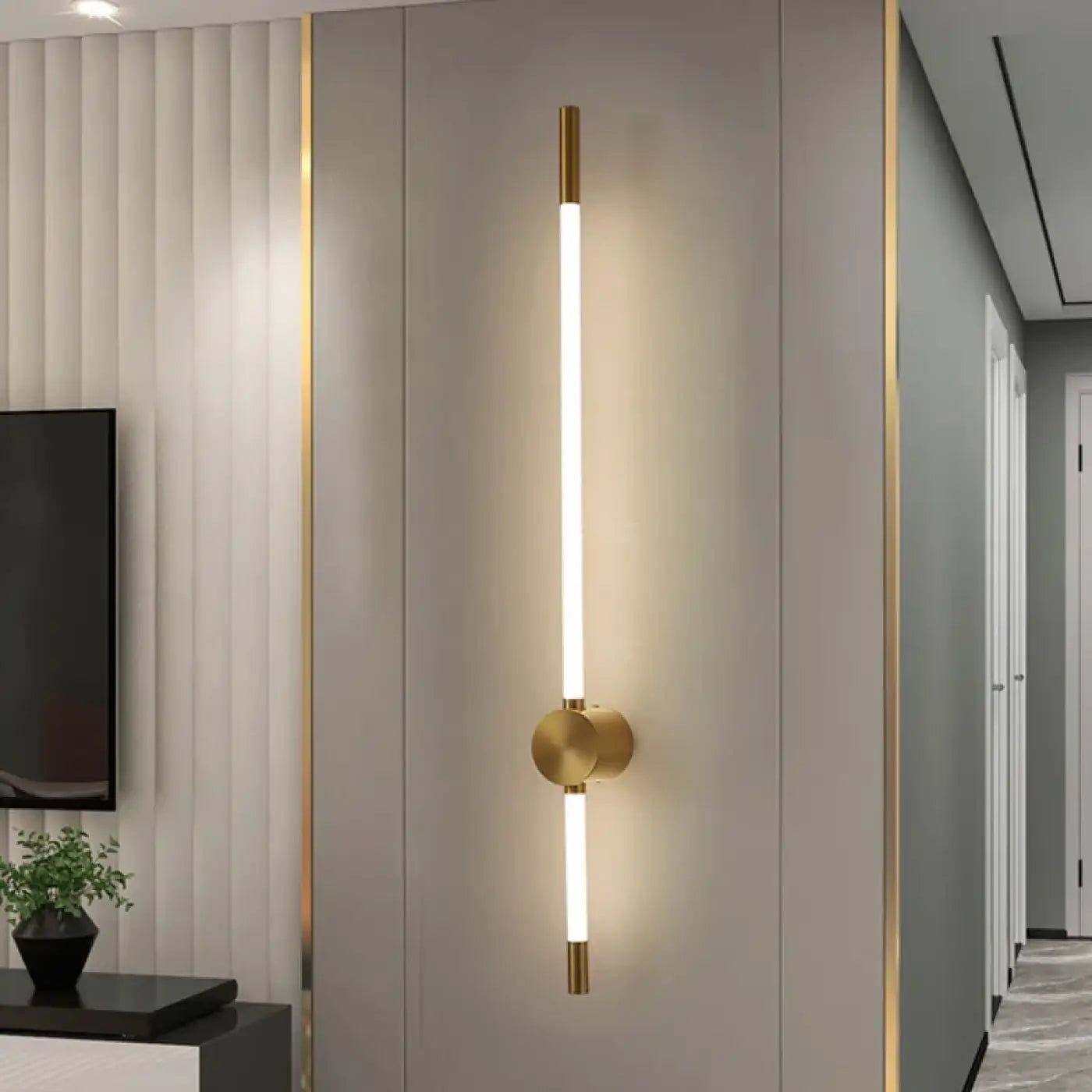 Applique murale LED tube long doré ou noir dimmable — vue 7