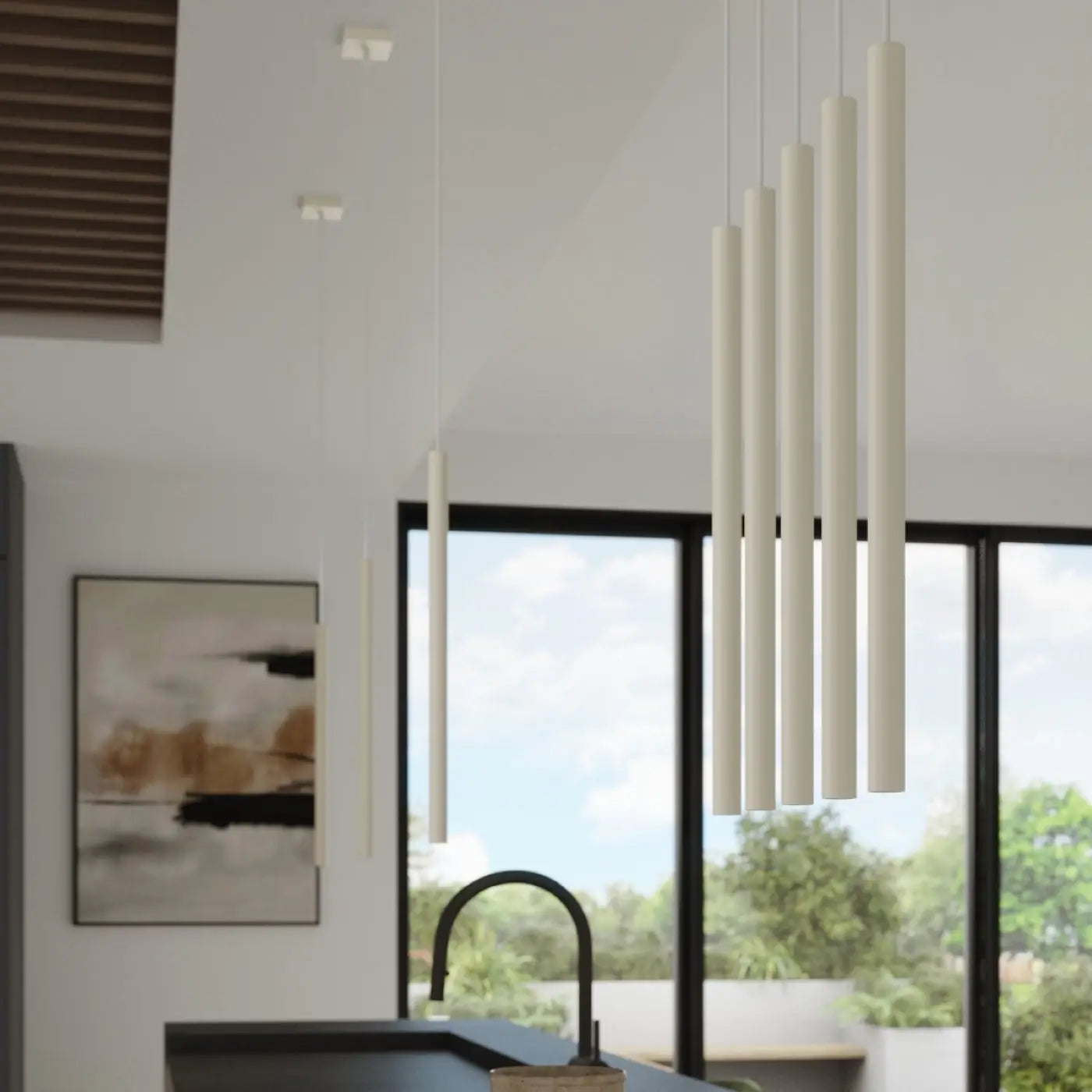 Applique murale LED tubulaire beige 2 lumières — vue 6