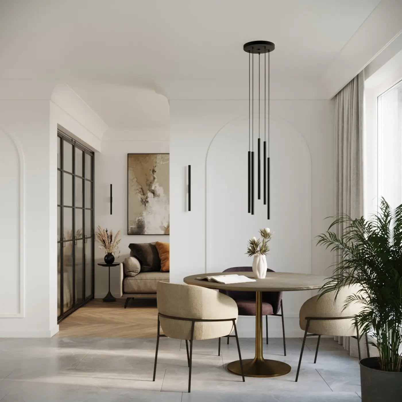 Applique murale LED tubulaire noire 2 lumières — vue 5