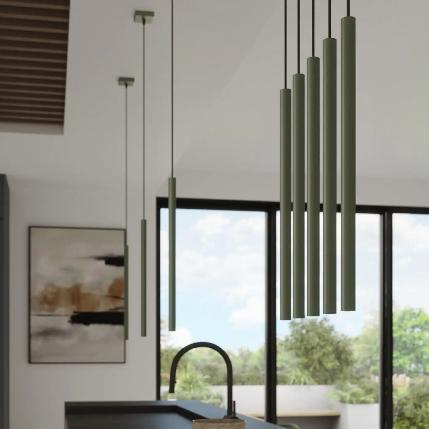 Applique murale LED tubulaire vert olive 2 lumières — vue 6