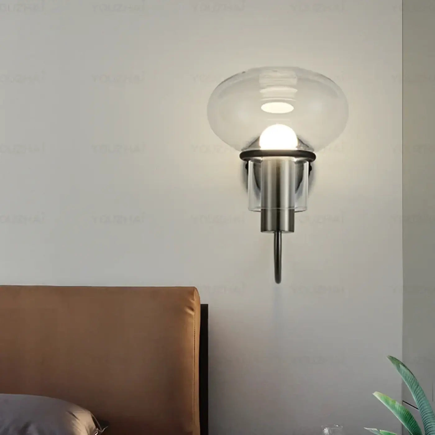 Applique murale LED verre soufflé et métal noir Art Déco — vue 6