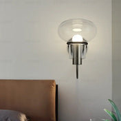 Applique murale LED verre soufflé et métal noir Art Déco — vue 7