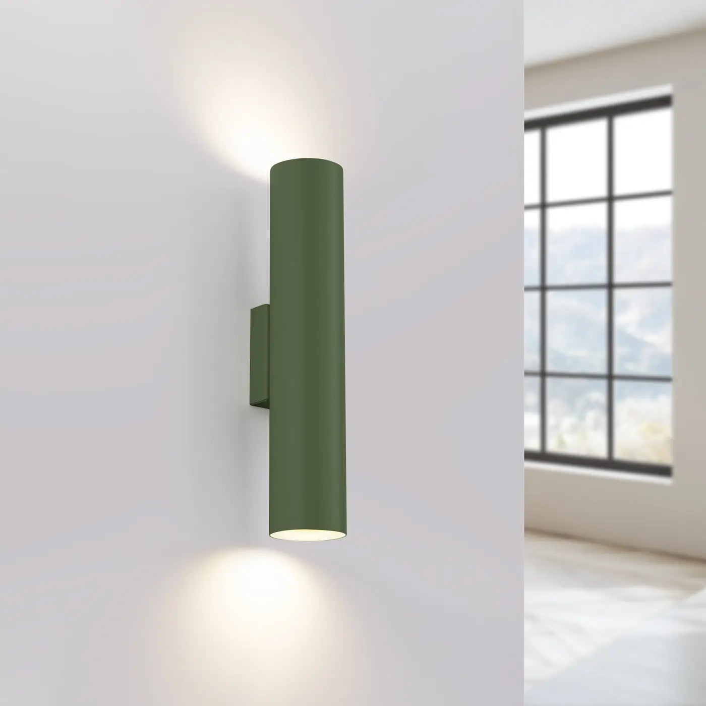 Applique murale LED vert olive 2 lumières en acier — vue 1