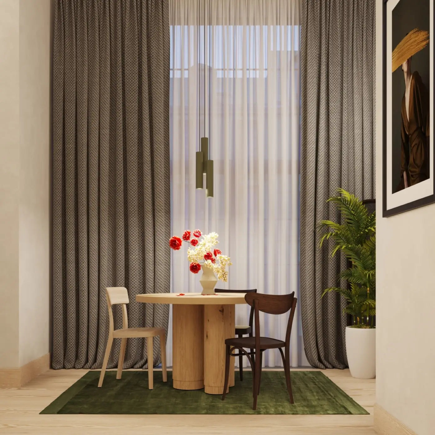 Applique murale LED vert olive 2 lumières en acier — vue 7