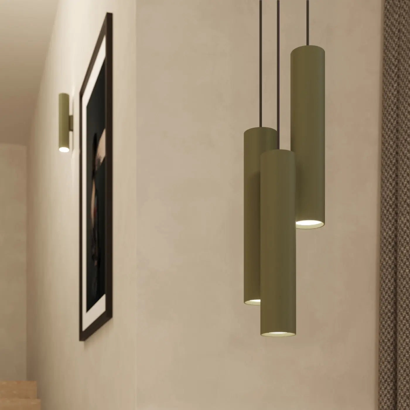 Applique murale LED vert olive 2 lumières en acier — vue 8