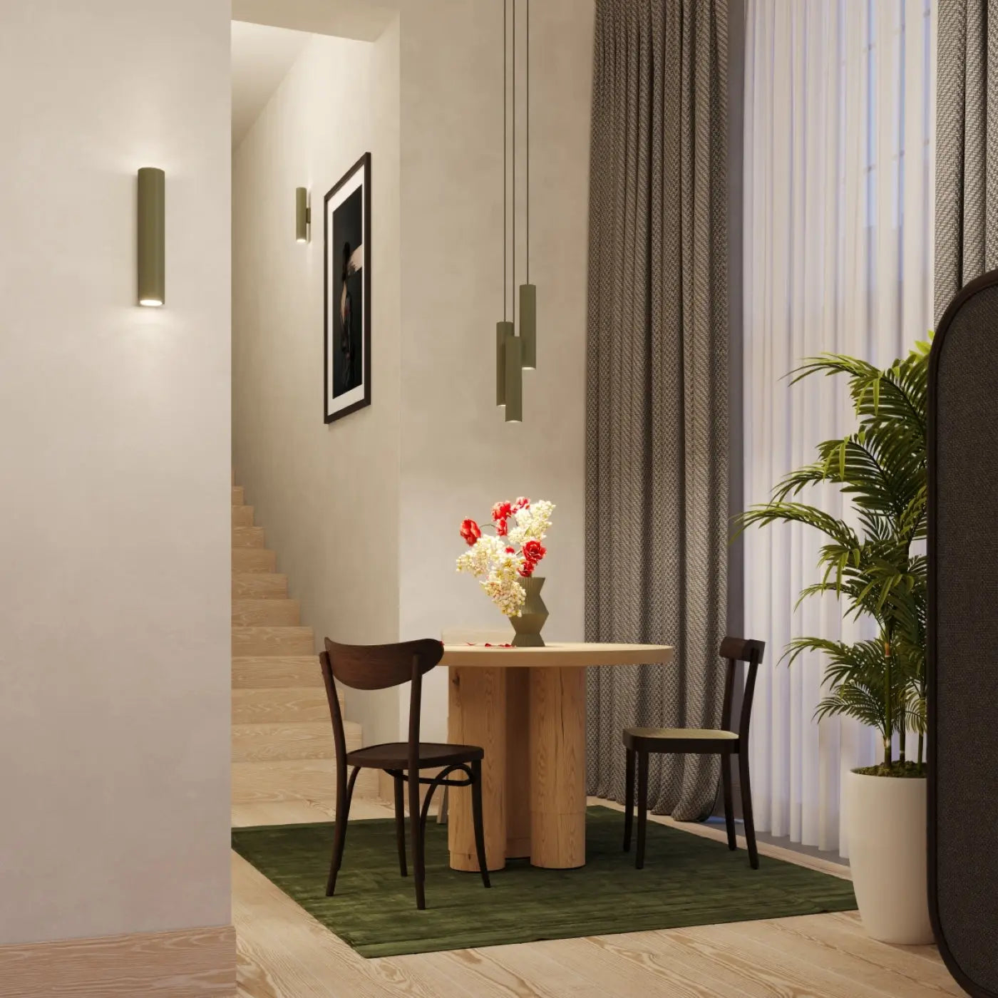 Applique murale LED vert olive 2 lumières en acier — vue 9