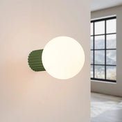 Applique murale LED vert olive globe opalin IP44 — vue 1