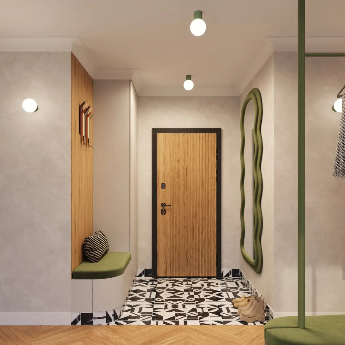 Applique murale LED vert olive globe opalin IP44 — vue 10