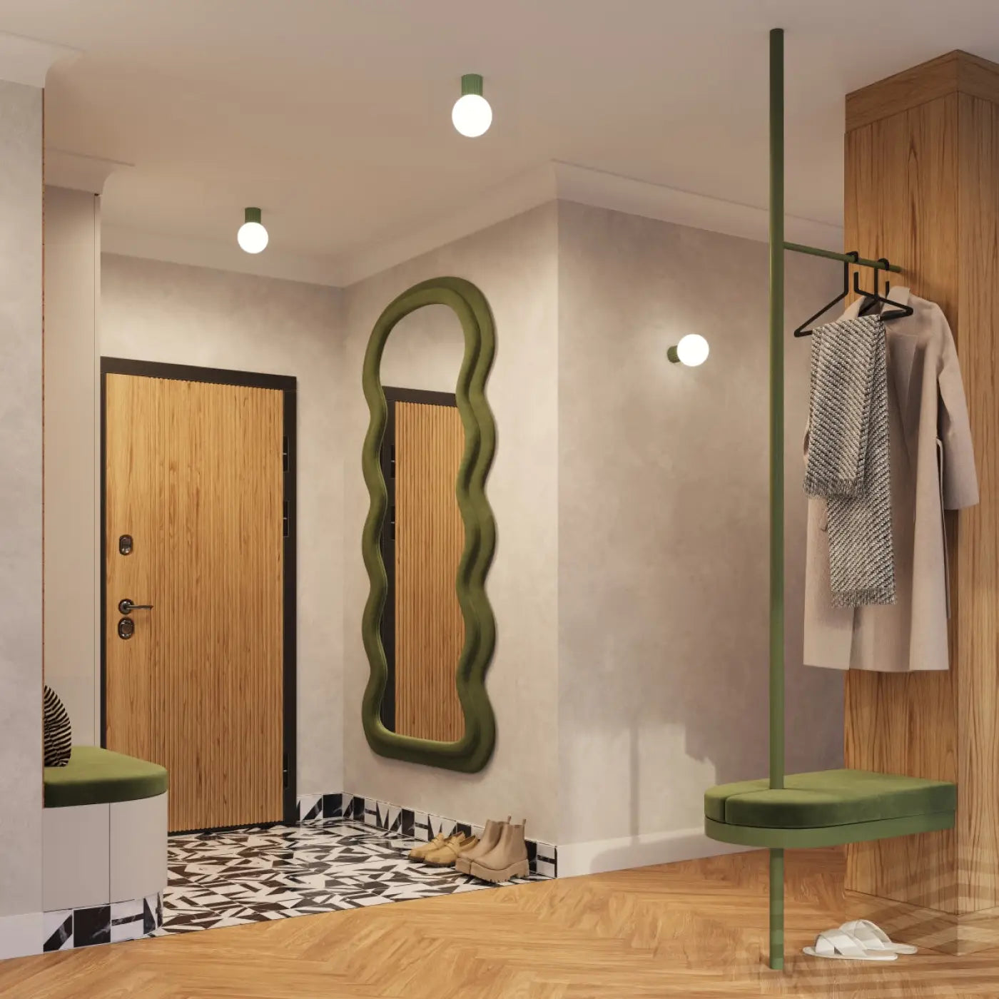 Applique murale LED vert olive globe opalin IP44 — vue 11