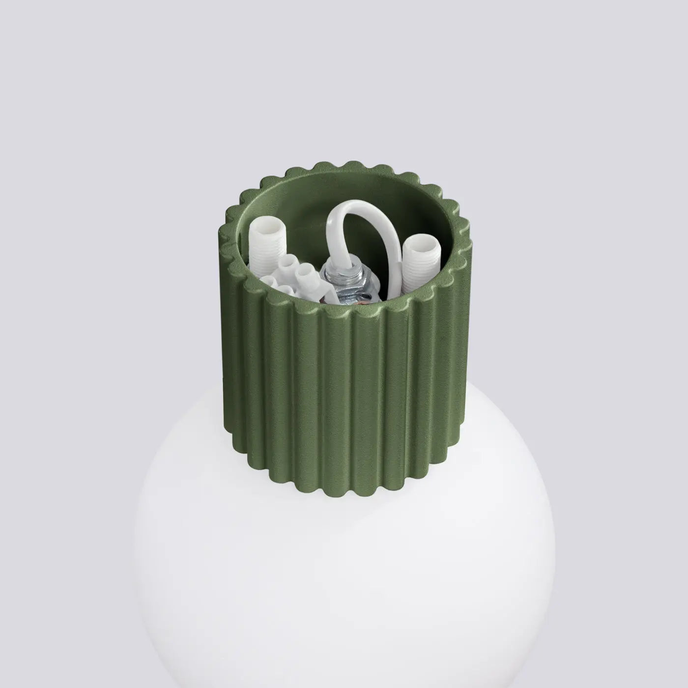 Applique murale LED vert olive globe opalin IP44 — vue 5