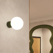 Applique murale LED vert olive globe opalin IP44 — vue 9