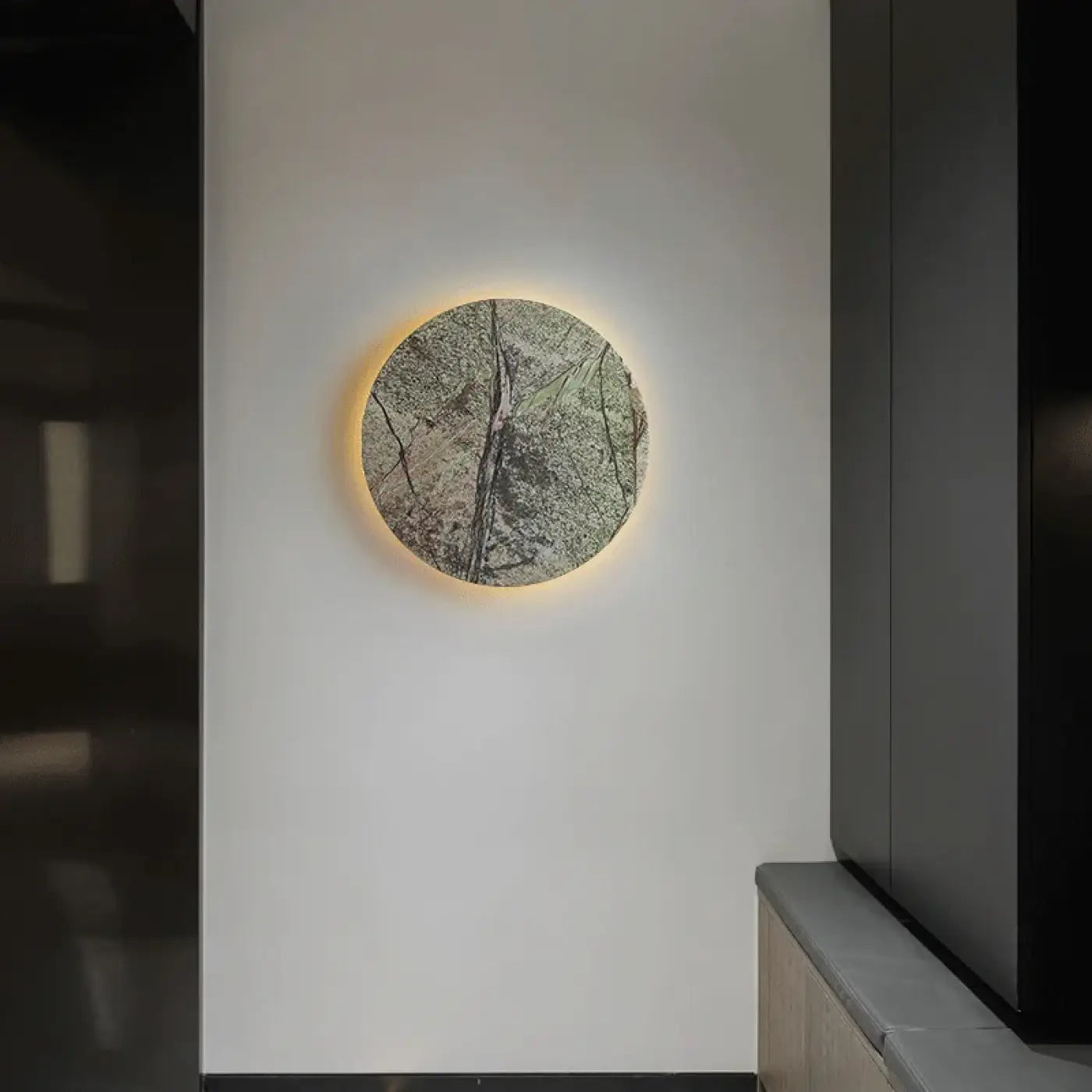 Applique murale LED verte en pierre ronde et sculpturale — vue 2