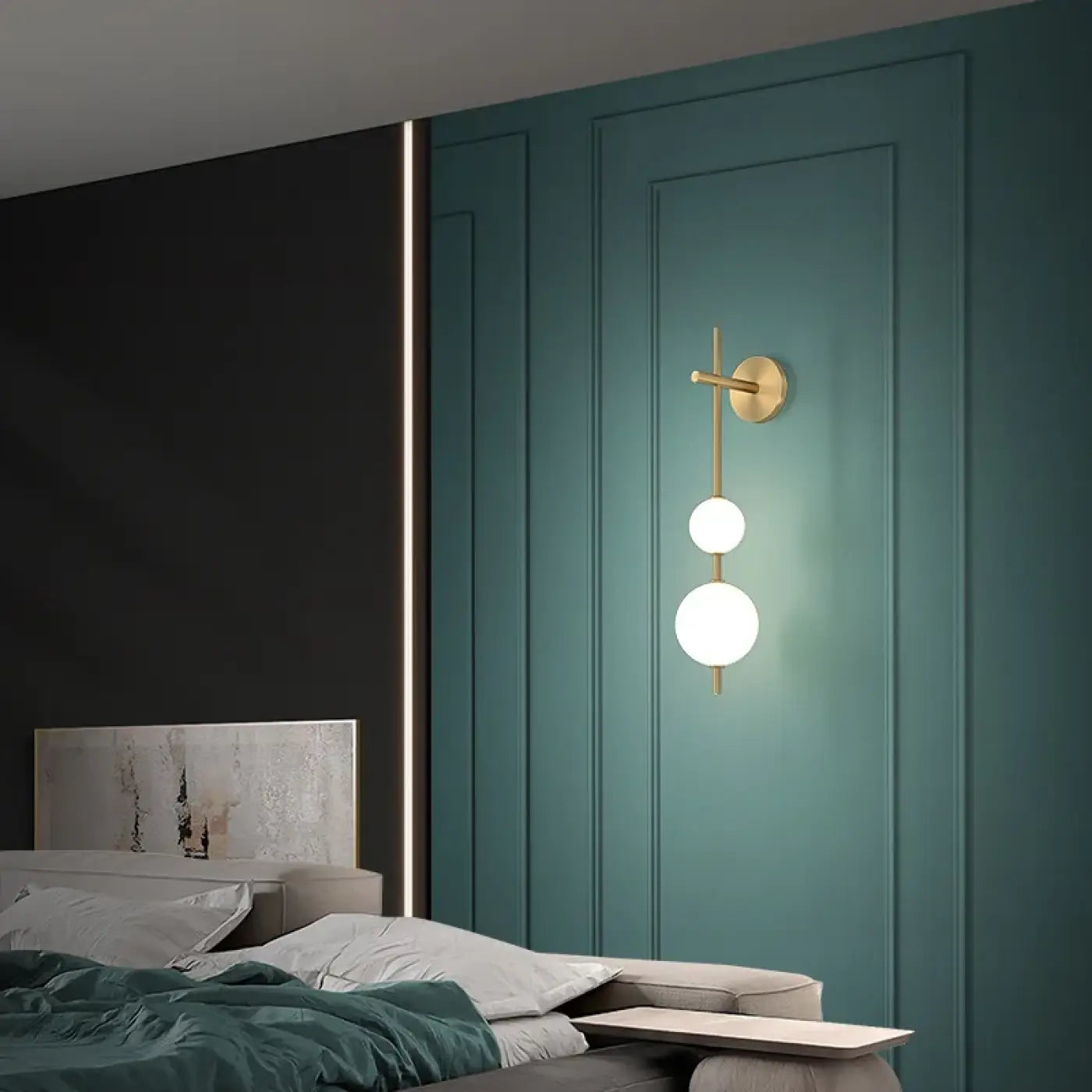 Applique murale LED verticale blanc et doré style Art Déco — vue 3