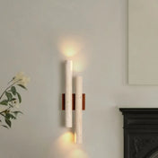 Applique murale LED verticale en bois et pierre beige — vue 4