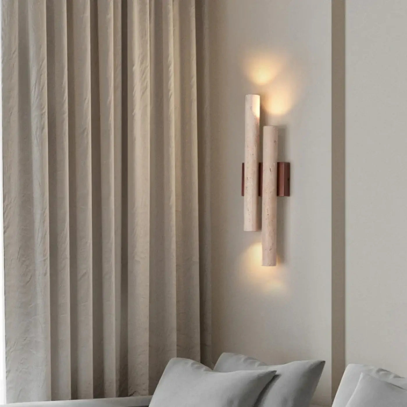 Applique murale LED verticale en bois et pierre beige — vue 5