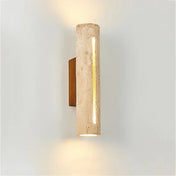 Applique murale LED verticale en pierre et bois beige — vue 2