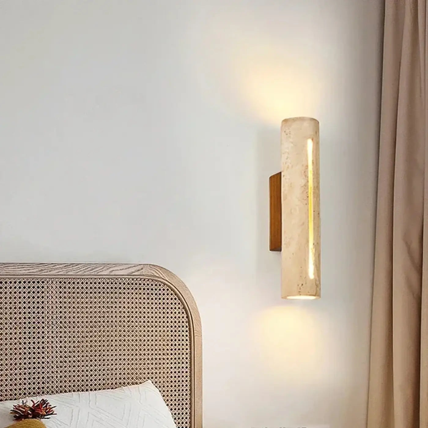 Applique murale LED verticale en pierre et bois beige — vue 4