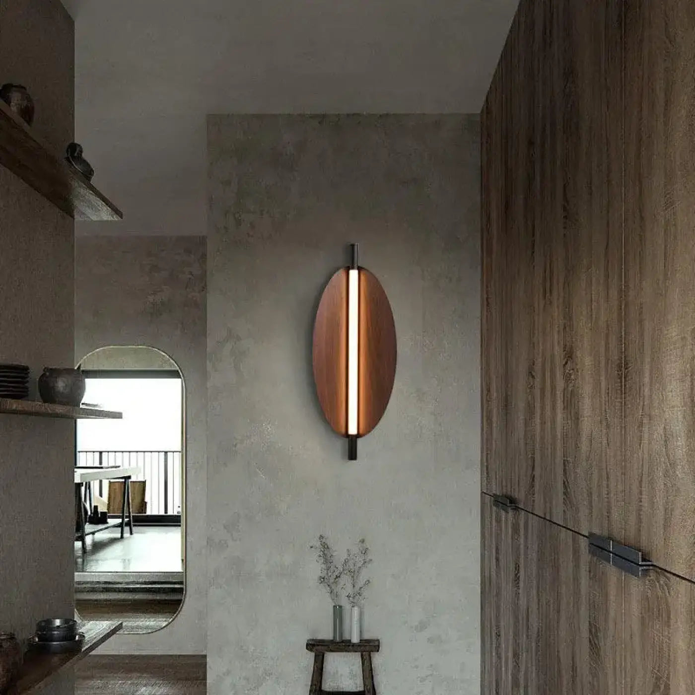 Applique murale LED verticale marron métal et acrylique — vue 4