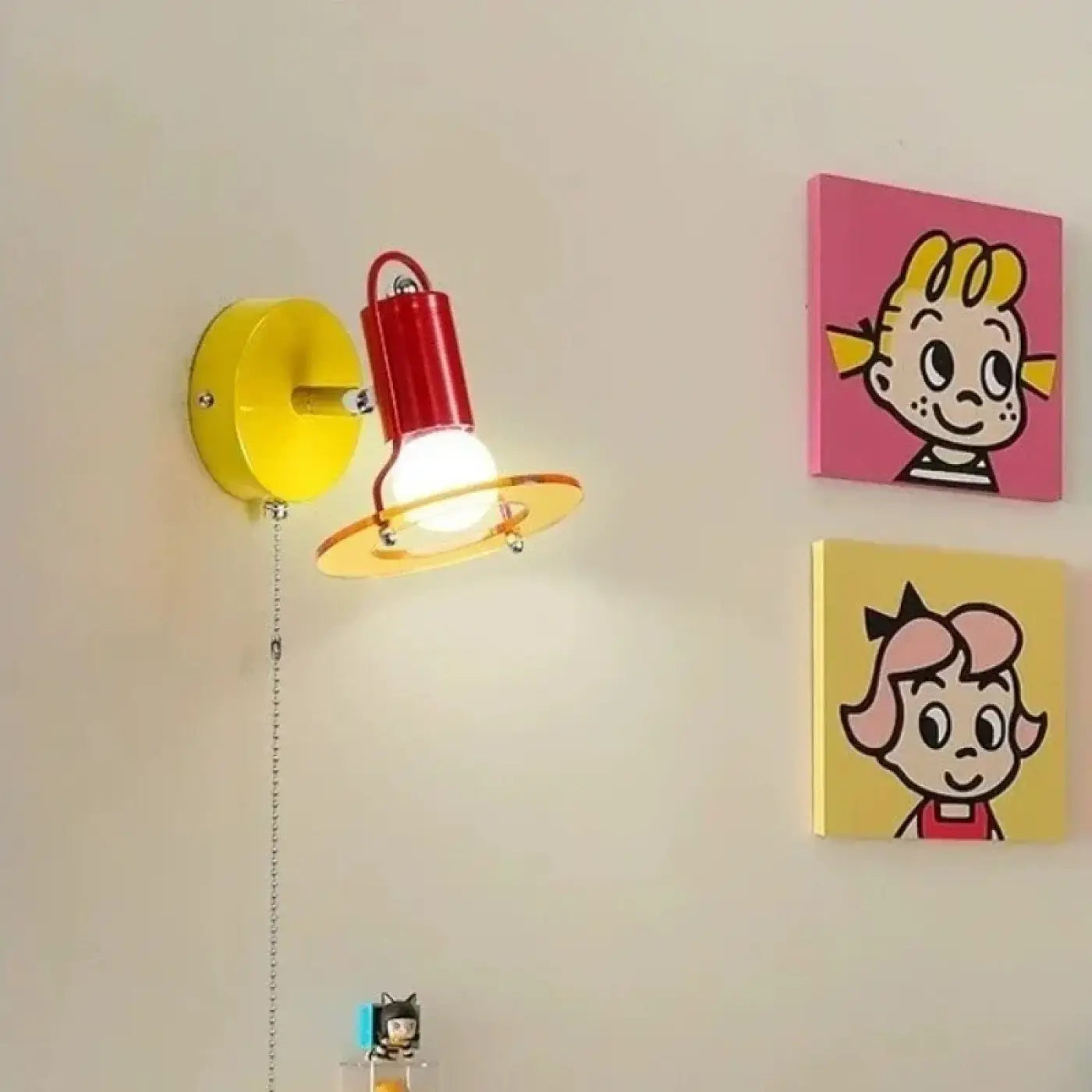Applique murale LED vintage en métal coloré à motif damier — vue 1