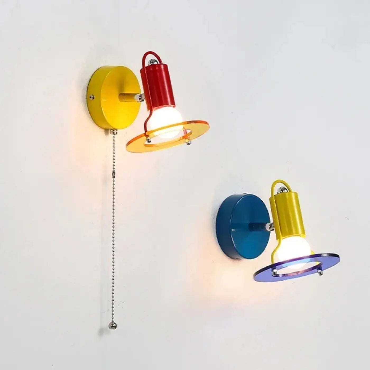 Applique murale LED vintage en métal coloré à motif damier — vue 2