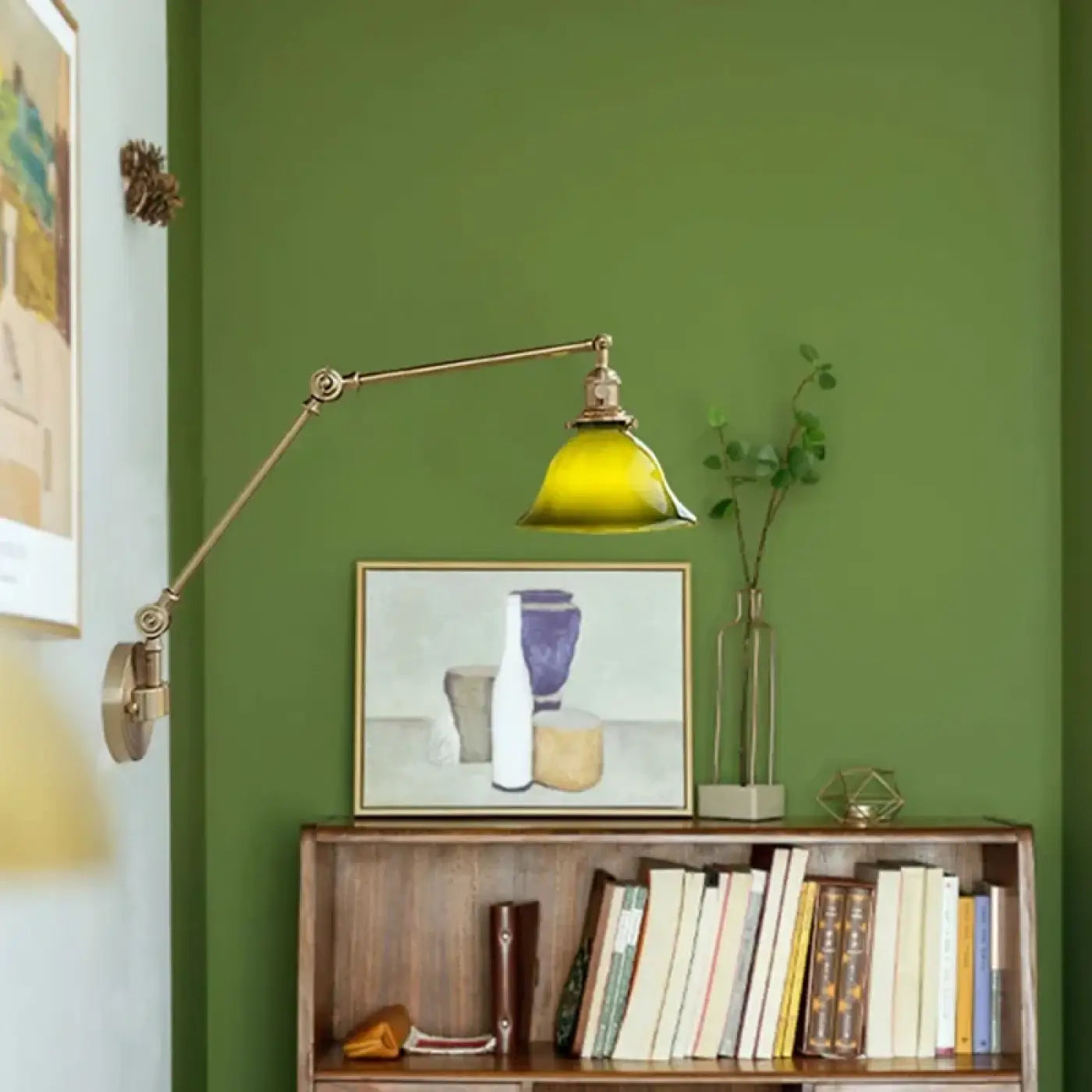 Applique murale LED vintage verte et dorée culot E27 — vue 1