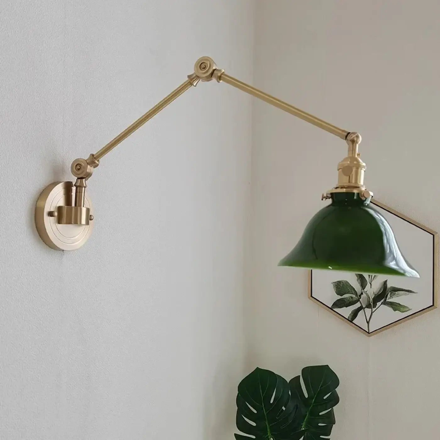 Applique murale LED vintage verte et dorée culot E27 — vue 4