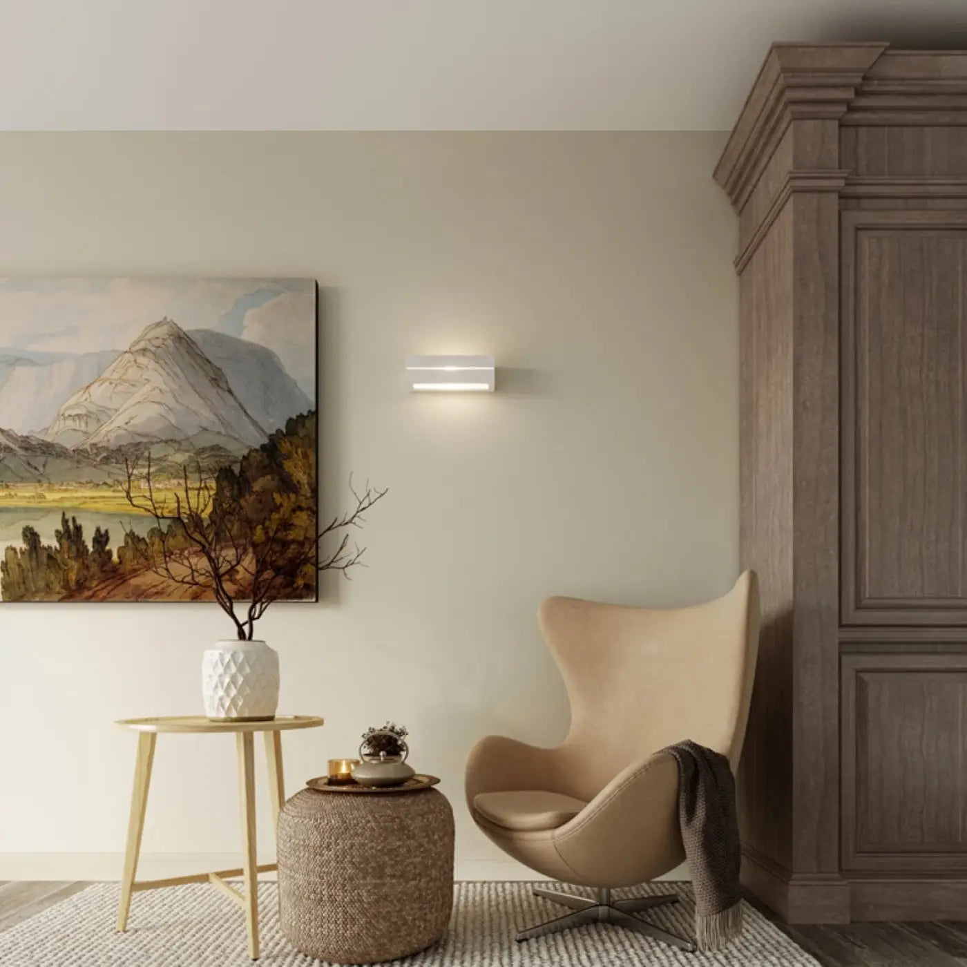 Applique murale linéaire céramique et verre blanc E27 — vue 6