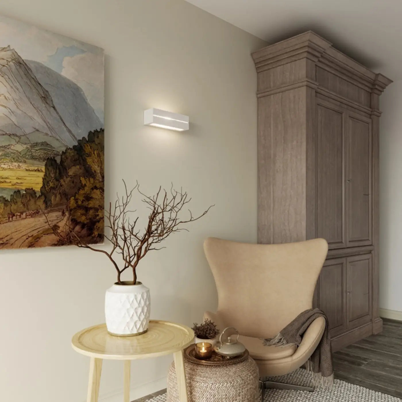 Applique murale linéaire céramique et verre blanc E27 — vue 7