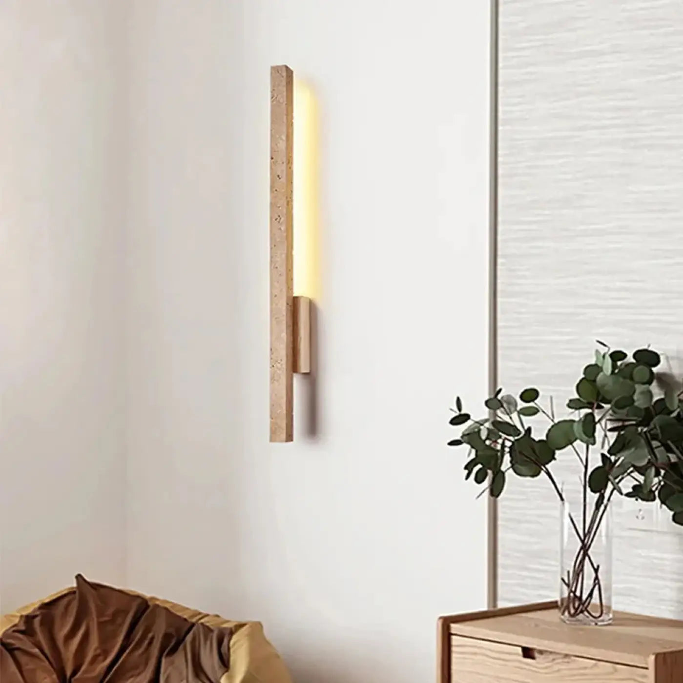 Applique murale linéaire en pierre et acrylique beige — vue 2