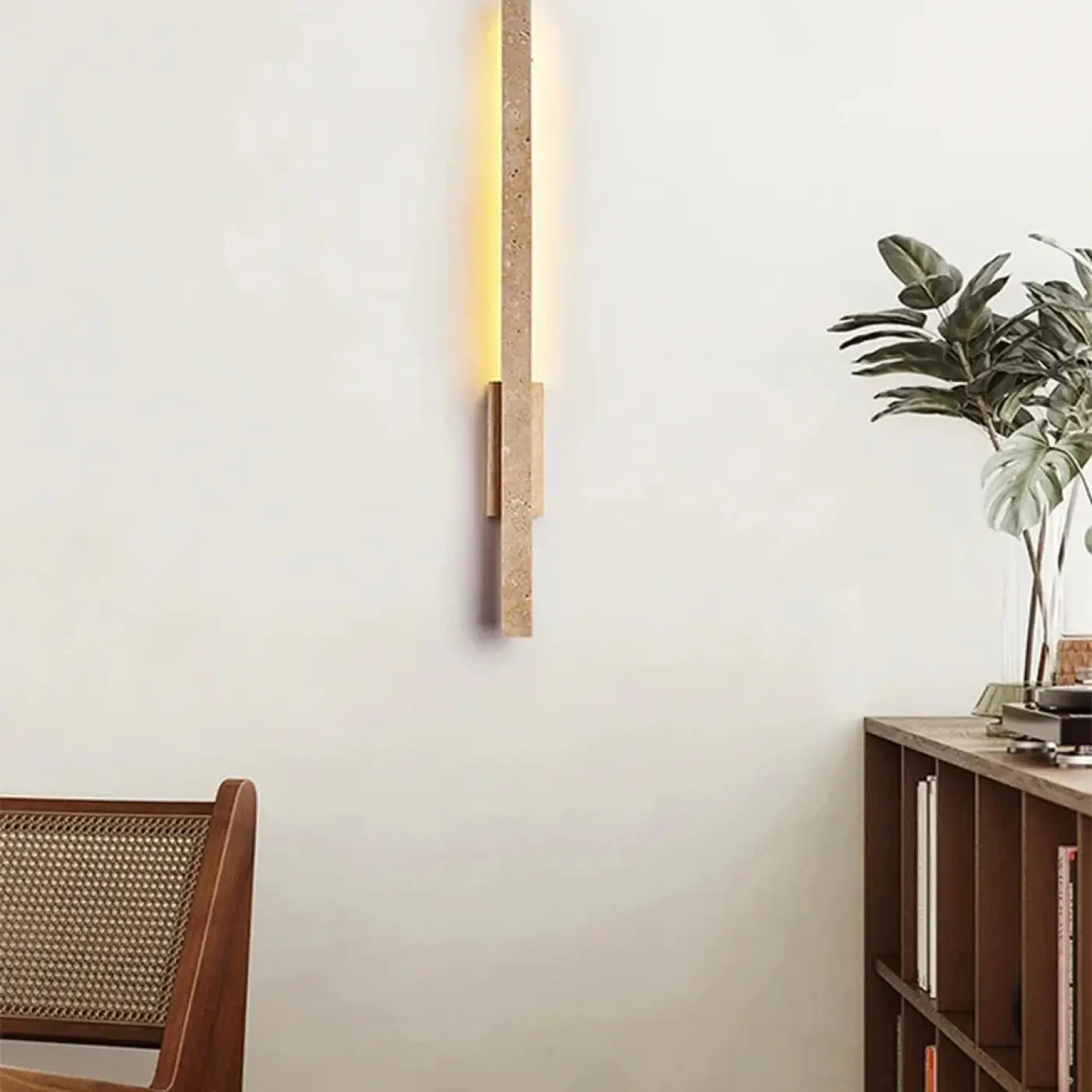 Applique murale linéaire en pierre et acrylique beige — vue 3